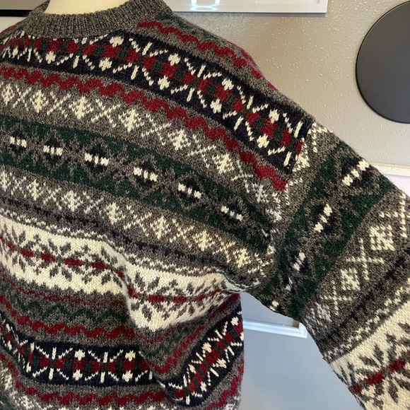 Woolrich Fair Isle Gray Wool Sweater XL - Picture 5 of 11